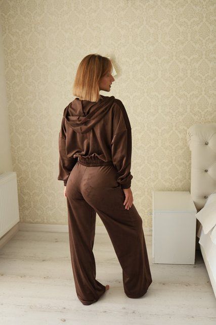 Велюр костюм Кофта і штани Блискавка VL057-2 Коричневий 057-2korXL2XL фото от Валентина Линджери