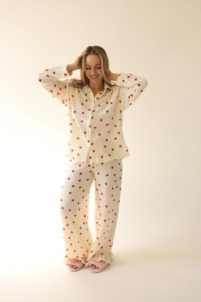 Женская пижама муслиновая штаны+рубашка VL 0134 0134biseXL2XL фото от Валентина Линджери