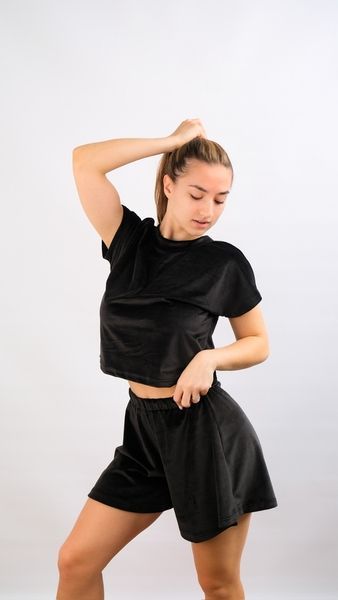 Женская пижама велюровая шорты-юбка + футболка VL 059 059blXL2XL фото от Валентина Линджери