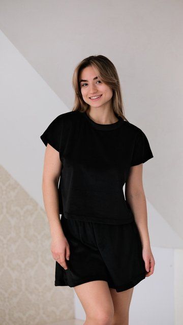 Женская пижама велюровая шорты-юбка + футболка VL 059 059blXL2XL фото от Валентина Линджери