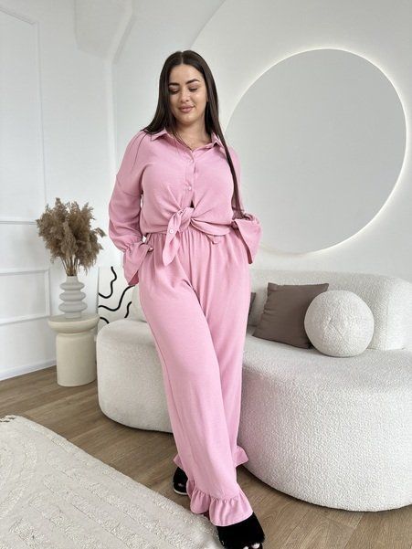 Жіночий костюм сорочка+штани жатка VL 0142 Пудровий 0142puXL2XL фото від Валентина Лінджері