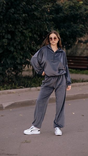 Жіночий костюм велюр "Кофта + штани з стопером" VL 058 Сірий 058sirXS фото від Валентина Лінджері