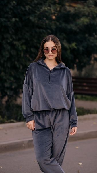 Жіночий костюм велюр "Кофта + штани з стопером" VL 058 Сірий 058sirXS фото від Валентина Лінджері